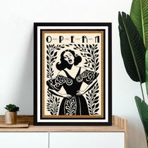 Quadro Decorativo Cantora De Ópera 24X18Cm - Com Vidro