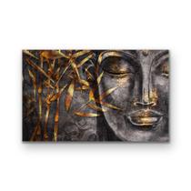 Quadro Decorativo Canvas 80X50 - Buda Preto E Dourado