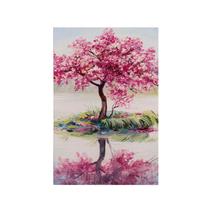 Quadro Decorativo Canvas Árvore Rosa Ipê Lago Efeito Pintura