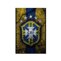 Quadro Decorativo Canvas Brasão CBF Penta Brasil Futebol Rua