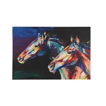 Quadro Decorativo Canvas Cavalos Coloridos Efeito Pintura