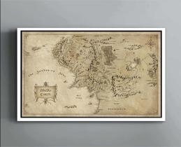 Quadro Decorativo Canvas Filete Premium Séries O Senhor Dos Aneis Mapa Terra Média