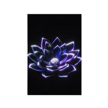 Quadro Decorativo Canvas Flor Roxo Prata Preto Lótus 75x50cm