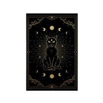 Quadro Decorativo Canvas Gato Fases Da Lua Mistico Preto