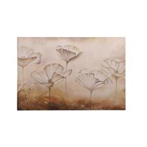 Quadro Decorativo Canvas Gravura Bege Floral Antigo Sépia