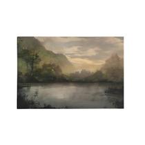 Quadro Decorativo Canvas Lagoa Montanha Verde Efeito Pintura