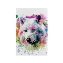 Quadro Decorativo Canvas Lobo Branco Colorido Splash Tinta