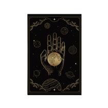 Quadro Decorativo Canvas Mãos Planetas Gold Preto Carta Tarô