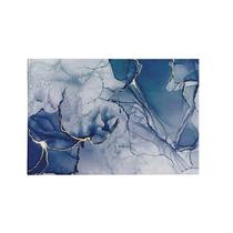 Quadro Decorativo Canvas Marmorizado Abstrato Azul Dourado