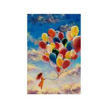 Quadro Decorativo Canvas Menina Balões Céu Núvens Colorido