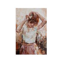 Quadro Decorativo Canvas Menina Rosa Efeito Pintura 3D Sala