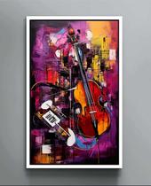 Quadro Decorativo Canvas Moldura Com Filete Violino Música Clássica Salas