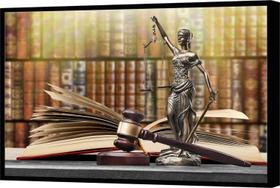 Quadro Decorativo Canvas Moldura Filete Direito Deusa Da Justiça Balança