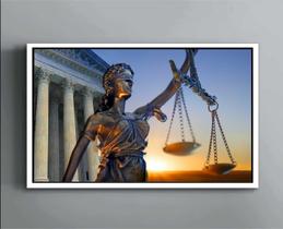 Quadro Decorativo Canvas Moldura Filete Direito Escritório Deusa Da Justiça