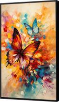 Quadro Decorativo Canvas Moldura Filete Natureza Borboleta Flores Salas