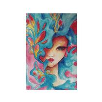 Quadro Decorativo Canvas Mulher Abstrato Azul Rosa Aquarela