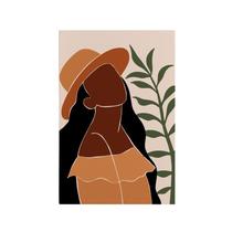 Quadro Decorativo Canvas Mulher Negra Laranja Folha Abstrato