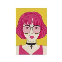 Quadro Decorativo Canvas Mulher Rosa Alternativa Amarelo