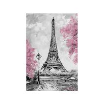 Quadro Decorativo Canvas Paris Rosa Floral Torre Eiffel Sala - Deliquadros