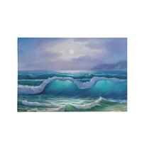 Quadro Decorativo Canvas Praia Ondas Efeito Pintura Noite