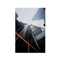 Quadro Decorativo Canvas Prédio Estética Preto Laranja 75x50