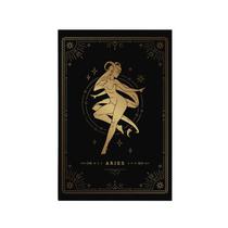 Quadro Decorativo Canvas Signo Horóscopo Aries Preto Gold