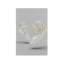 Quadro Decorativo Canvas Tênis Cristal Dourado Minimalista