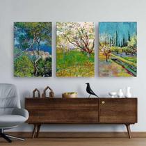 Quadro Decorativo Canvas Trio - Van Gogh E Monet 45X30Cm No Chassi