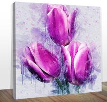 Quadro Decorativo Canvas Tulipas Rosas Midiapoparte 60x60