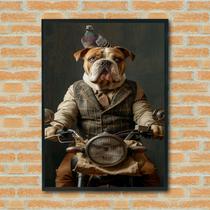 Quadro Decorativo Cão Boxer Motociclista - 70x50cm
