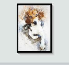 Quadro Decorativo Cão da raça Beagle com Moldura E Acetato Tamanho A3