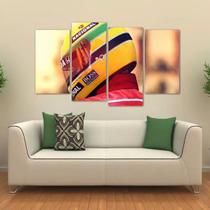 Quadro Decorativo Capacete Ayrton Senna Em Tecido 4 Peças 1R Quadro Decorativo Capacete Ayrton Senna Em Tecido 4 Peças 1R