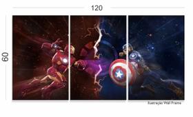 Quadro Decorativo Capitao America Guerra Civil 120x60 3 peças