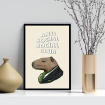 Quadro Decorativo Capivara Anti Social 45X34Cm - Com Vidro