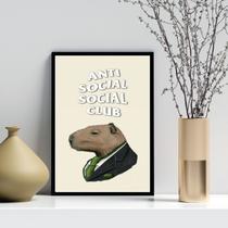 Quadro Decorativo Capivara Anti Social 45x34cm - com vidro