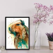 Quadro Decorativo Capivara Aquarela 33x24cm - com vidro