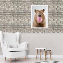 Quadro Decorativo Capivara Bubble Gum 45X34Cm - Com Vidro