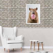 Quadro Decorativo Capivara Bubble Gum 45x34cm - com vidro