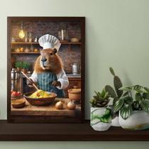 Quadro Decorativo Capivara Cozinhando 33X24Cm