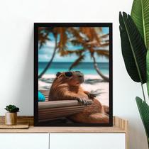 Quadro Decorativo Capivara De Férias 45x34cm