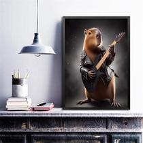 Quadro Decorativo Capivara Do Rock 45x34cm