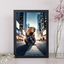 Quadro Decorativo Capivara Fotógrafa 45x34cm - com vidro