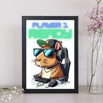 Quadro Decorativo Capivara Gamer 24x18cm