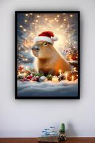 Quadro Decorativo Capivara Natalina - 70X50Cm