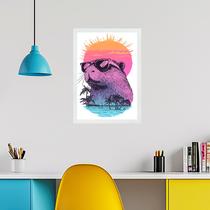 Quadro Decorativo Capivara Verão - Summer Time 33x24cm - com vidro Quadro Decorativo Capivara Verão - Summer Time 33x24cm - com vidro
