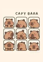 Quadro Decorativo Capivaras Fofas A4 Placa MDF Poster