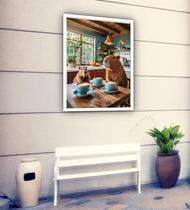 Quadro Decorativo Capivaras Tomando Café - 70X50Cm