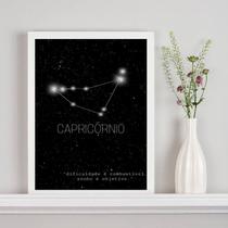 Quadro Decorativo Capricórnio 33x24cm - Vidro e Moldura Preta