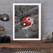 Quadro Decorativo Carpa Véu Yin Yang C Moldura e Vidro 33x25 Quadro Decorativo Carpa Véu Yin Yang C Moldura e Vidro 33x25