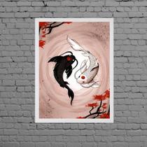 Quadro Decorativo Carpas Yin-Yang 24x18cm - com vidro